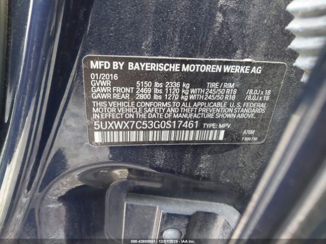 2016 BMW X3 5UXWX7C53G0S17461 Photo 8