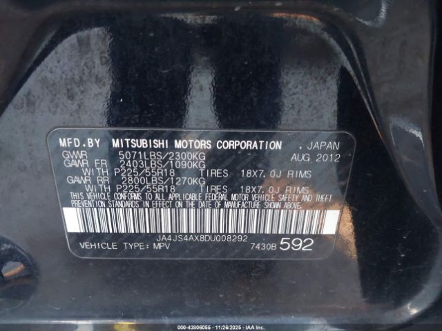 2013 MITSUBISHI OUTLANDER JA4JS4AX8DU008292 Photo 8