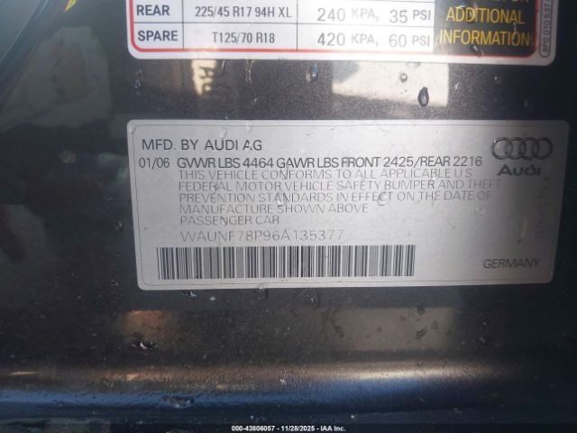 2006 AUDI A3 WAUNF78P96A135377 Photo 8