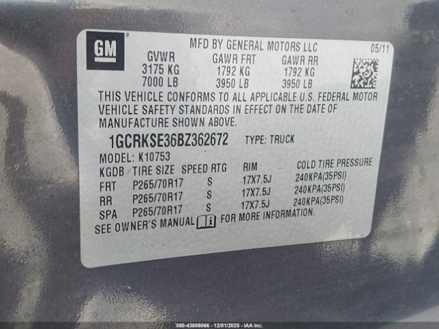 2011 CHEVROLET SILVERADO 1500 1GCRKSE36BZ362672 Photo 8