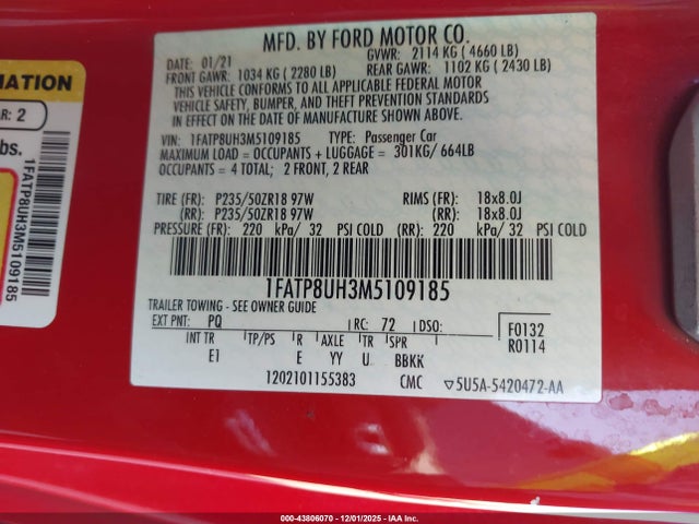 Ford Mustang Ecoboost Premium 2021 1FATP8UH3M5109185 Image 9