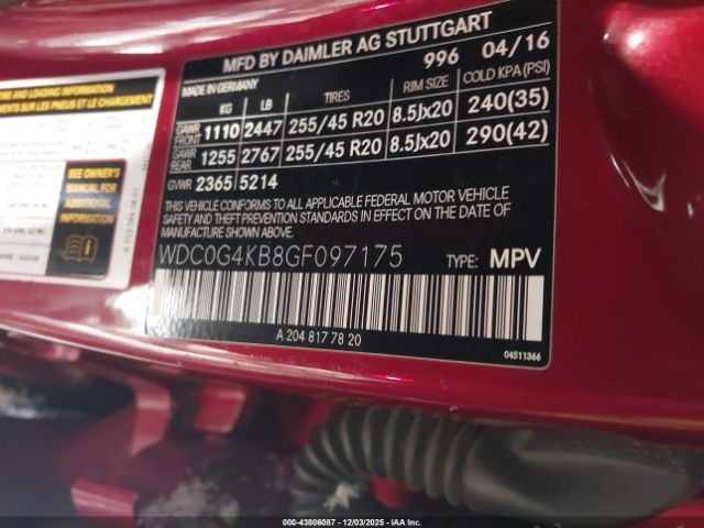 2016 MERCEDES-BENZ GLC 300 WDC0G4KB8GF097175 Photo 8