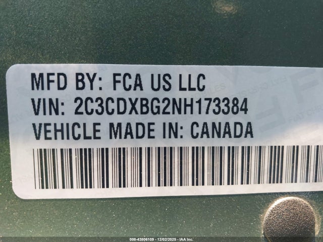 Aukcja sprzedaży 2022 Dodge Charger Sxt Rwd, vin: 2C3CDXBG2NH173384, numer aukcji: 43806109