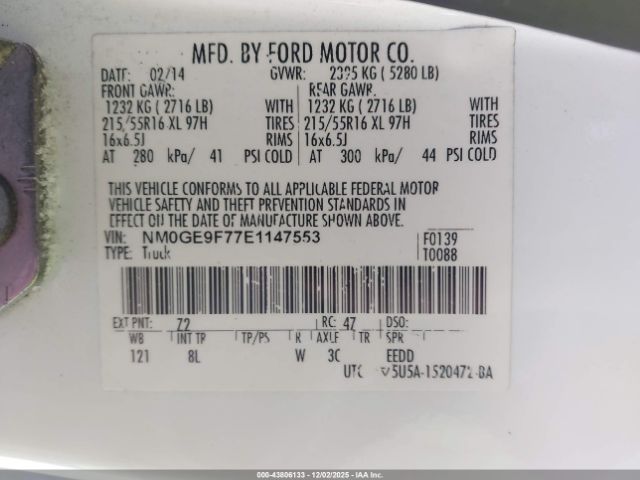 2014 FORD TRANSIT CONNECT NM0GE9F77E1147553 Photo 8