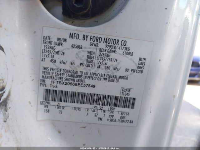 2008 FORD F-250 1FTSX20568EE57549 Photo 8