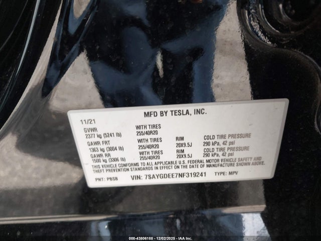 2022 TESLA MODEL Y 7SAYGDEE7NF319241 Photo 8