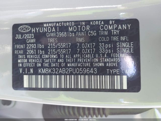 2023 HYUNDAI KONA KM8K32AB2PU059643 Photo 8