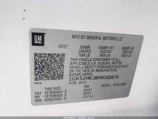 2017 GMC YUKON XL 1GKS2HKJ8HR368879 Photo 8