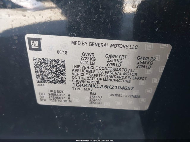 1GKKNKLA5KZ104657 GMC Acadia Sle-1