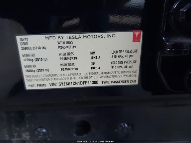 2013 TESLA MODEL S 5YJSA1CN1DFP11300 Photo 8