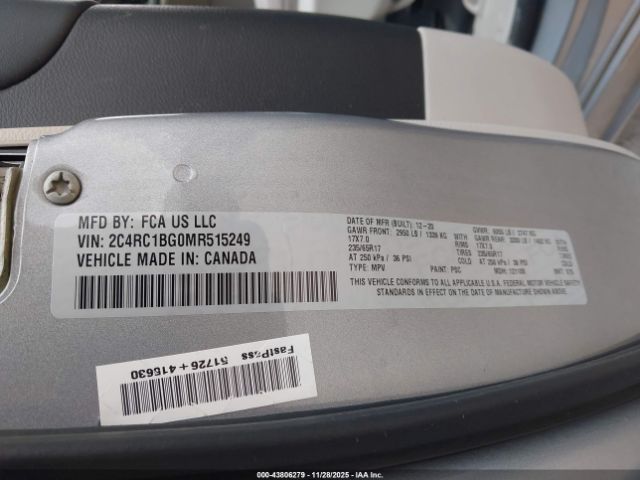 2021 CHRYSLER PACIFICA 2C4RC1BG0MR515249 Photo 8