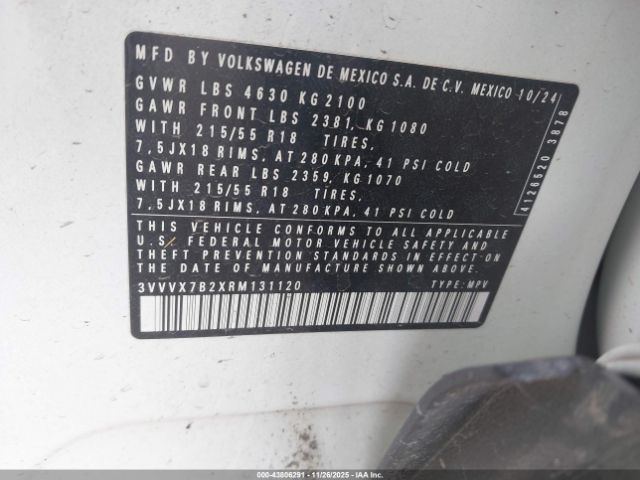 2024 VOLKSWAGEN TAOS 3VVVX7B2XRM131120 Photo 8