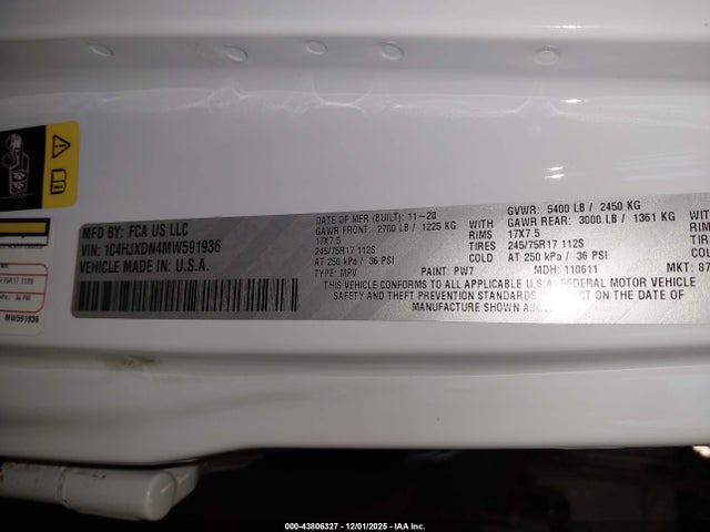 1C4HJXDN4MW591936 Jeep Wrangler Unlimited Sport S 4x4
