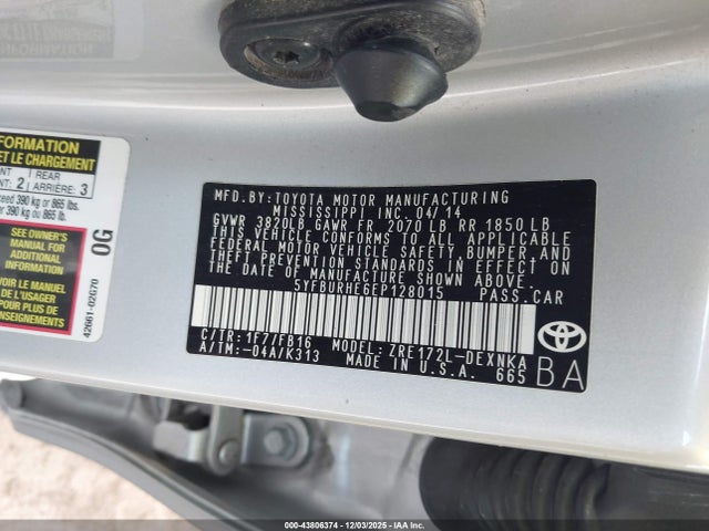 Toyota Corolla Le/le Plus/le Premium 2014 5YFBURHE6EP128015 Image 9