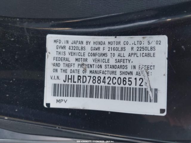 2002 HONDA CR-V JHLRD78842C065128 Photo 8