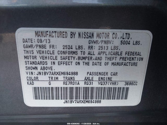 2014 INFINITI Q50 JN1BV7ARXEM694988 Photo 8