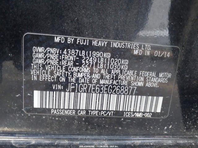 Subaru Impreza Wrx 2014 JF1GR7E63EG268877 Image 9