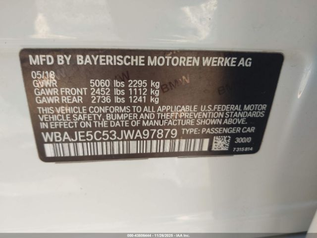 2018 BMW 540I WBAJE5C53JWA97879 Photo 8