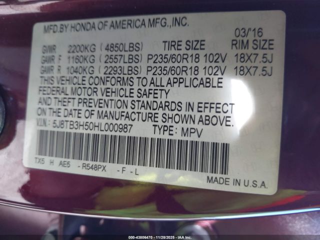 2017 ACURA RDX 5J8TB3H50HL000987 Photo 8