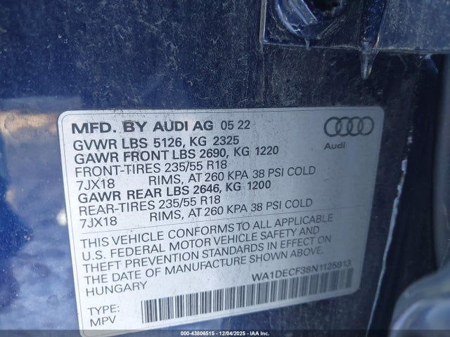 2022 AUDI Q3 WA1DECF38N1125913 Photo 8
