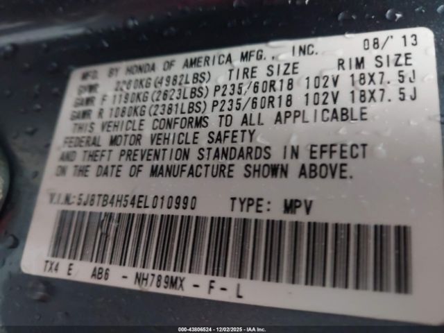 2014 ACURA RDX 5J8TB4H54EL010990 Photo 8