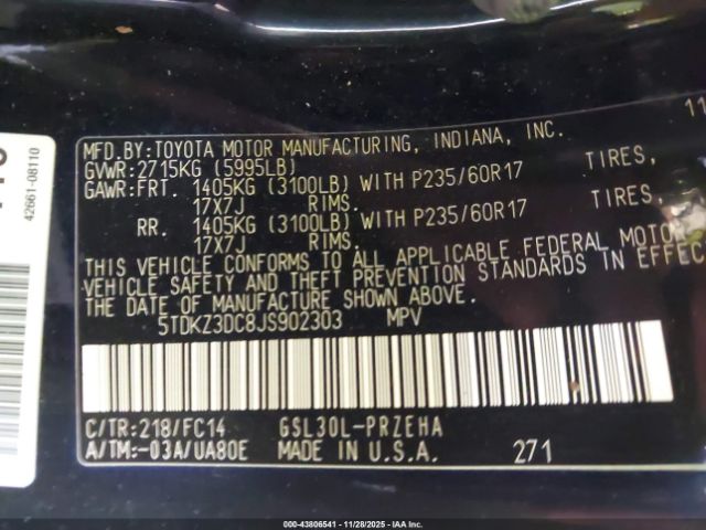 2018 TOYOTA SIENNA 5TDKZ3DC8JS902303 Photo 8