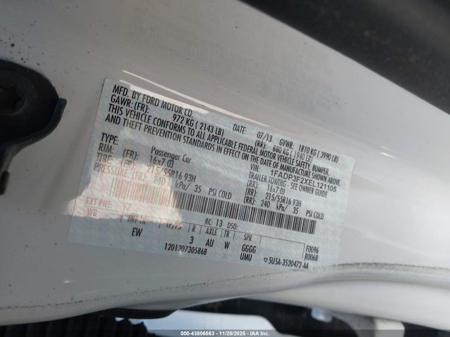 Ford FOCUS SE 2014 1FADP3F2XEL121105 Image 9