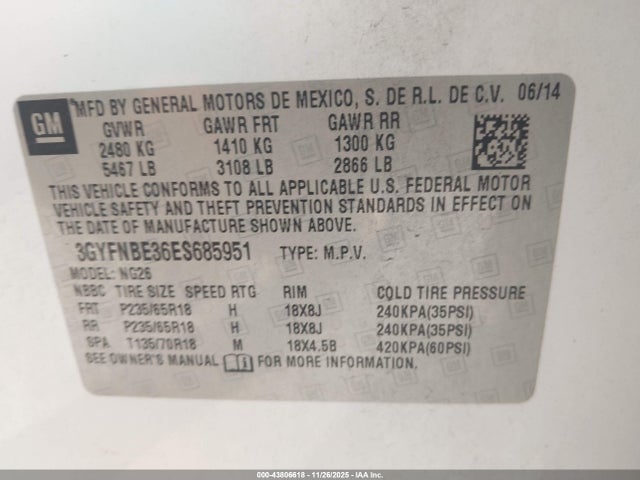 2014 CADILLAC SRX 3GYFNBE36ES685951 Photo 8