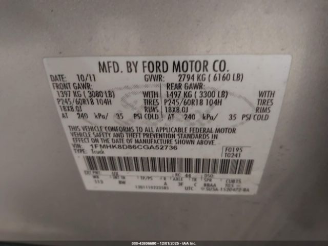 2012 FORD EXPLORER 1FMHK8D86CGA52736 Photo 8
