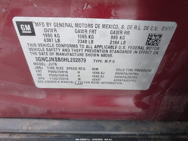 2017 CHEVROLET TRAX 3GNCJNSB0HL202879 Photo 8