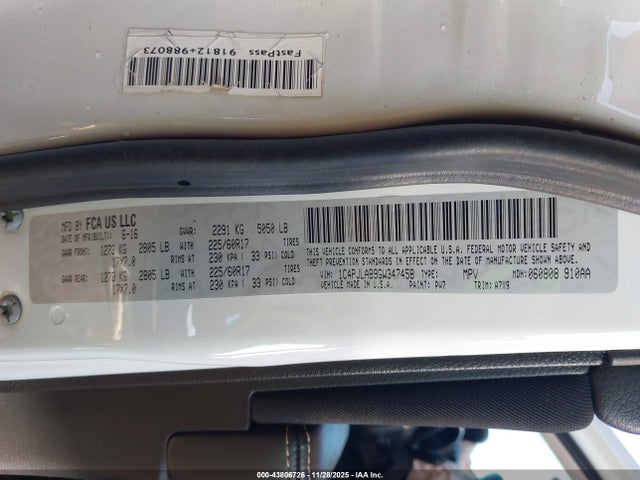 1C4PJLAB9GW347458 Jeep Cherokee Sport