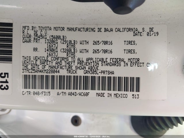 3TMCZ5AN4KM228044 Toyota Tacoma Trd Off Road