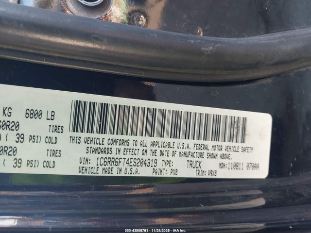 43806761 :رقم المزاد ، 1C6RR6FT4ES204319 vin ، 2014 Ram 1500 Express مزاد بيع