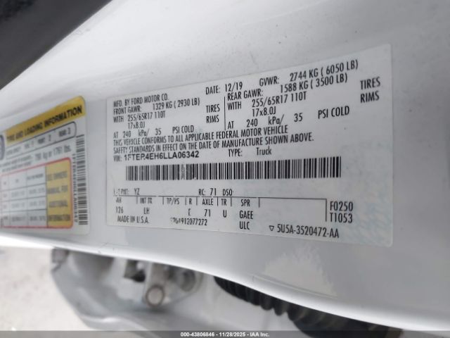 2020 FORD RANGER 1FTER4EH6LLA06342 Photo 8