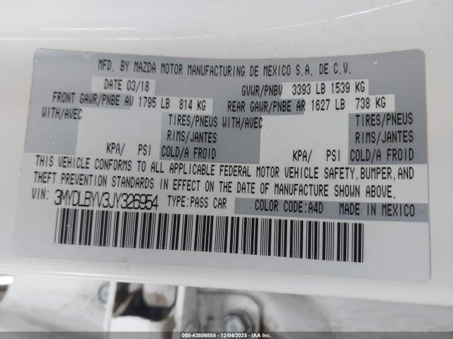 3MYDLBYV3JY326954 Toyota YARIS IA