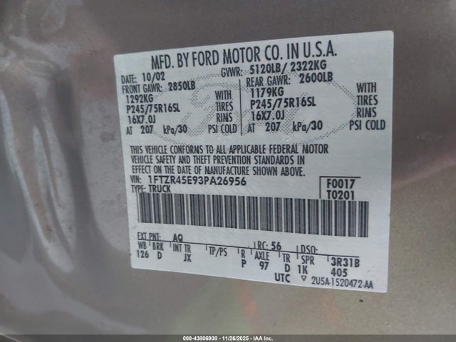 2003 FORD RANGER 1FTZR45E93PA26956 Photo 8