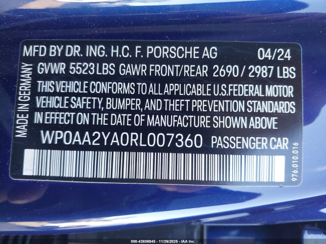 2024 PORSCHE PANAMERA WP0AA2YA0RL007360 Photo 8