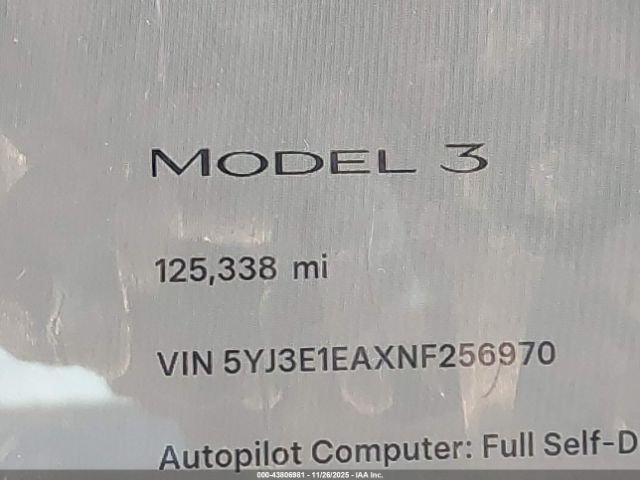 2022 TESLA MODEL 3 5YJ3E1EAXNF256970 Photo 6