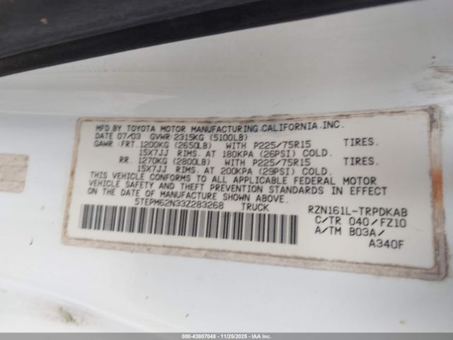 2003 TOYOTA TACOMA 5TEPM62N33Z283268 Photo 8