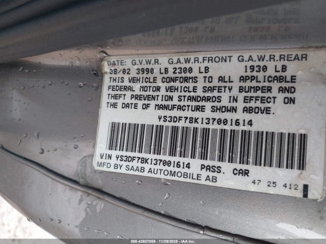 2003 SAAB 9-3 YS3DF78K137001614 Photo 8