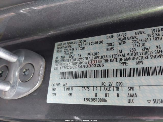 2022 FORD ESCAPE 1FMCU0G64NUB03266 Photo 8