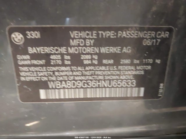 2017 BMW 330I WBA8D9G36HNU65633 Photo 8