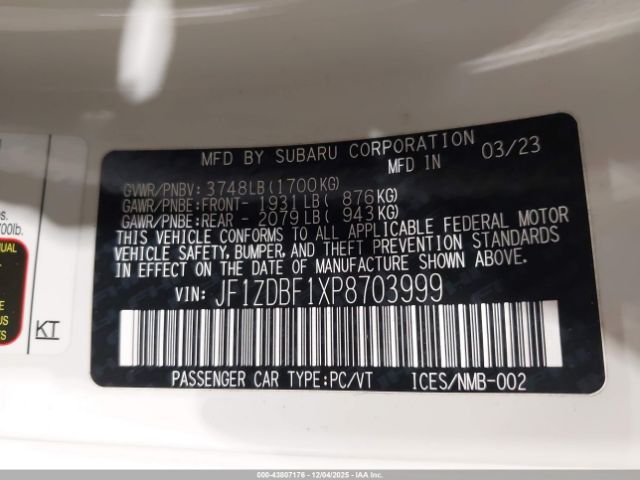 2023 SUBARU BRZ JF1ZDBF1XP8703999 Photo 8