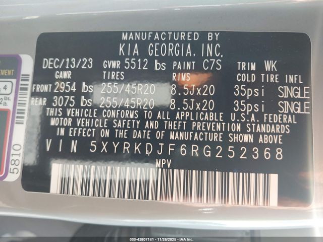 2024 KIA SORENTO 5XYRKDJF6RG252368 Photo 8