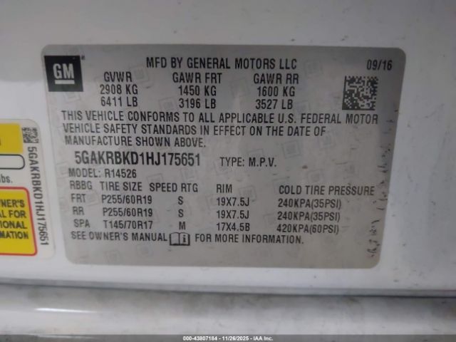 2017 BUICK ENCLAVE 5GAKRBKD1HJ175651 Photo 8