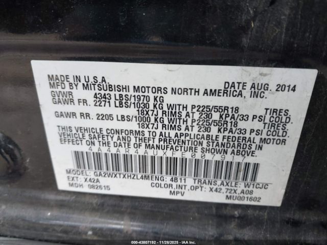 2015 MITSUBISHI OUTLANDER SPORT 4A4AR4AUXFE007917 Photo 8