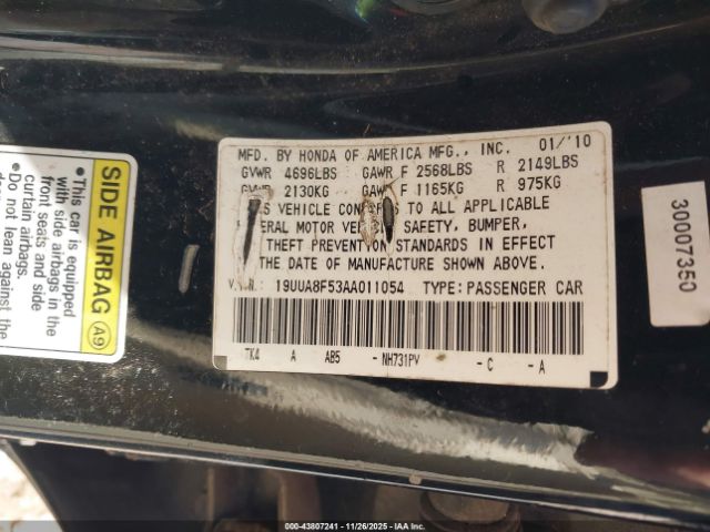 2010 ACURA TL 19UUA8F53AA011054 Photo 8