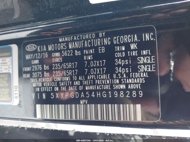 2017 KIA SORENTO 5XYPGDA54HG198289 Photo 8