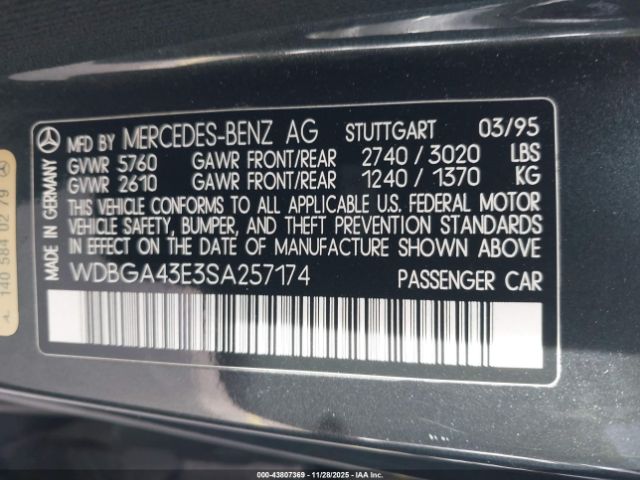 1995 MERCEDES-BENZ S WDBGA43E3SA257174 Photo 8