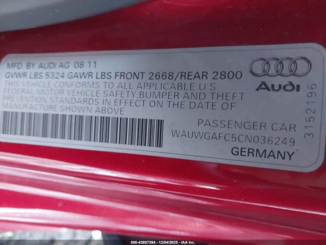 2012 AUDI A7 WAUWGAFC5CN036249 Photo 8
